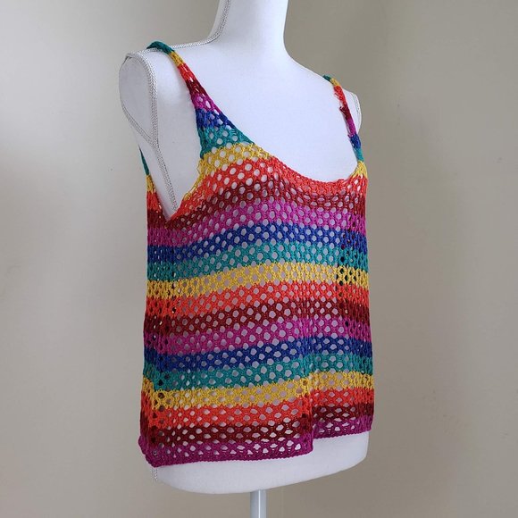 Forever21 Rainbow Print Sweater Tank Top Large - Picture 4 of 13